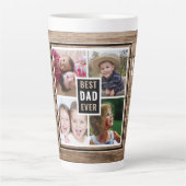 最高のパパエバー4写真コラージュ父の日 カフェラテマグ (正面)