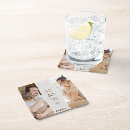 最高のパパエバー"パーソナライズされた紙コースター スクエアペーパーコースター