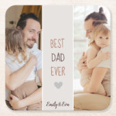 最高のパパエバー"パーソナライズされた紙コースター スクエアペーパーコースター (正面)