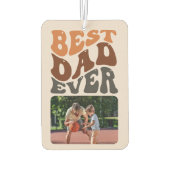 最高のパパエバーGroovyレトロタイポグラフィ2フォトカー カーエアーフレッシュナー (裏面)