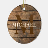 最高のパパエバ動揺してン素朴ウッドモノグラム セラミックオーナメント (左)