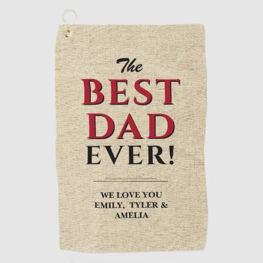 最高のパパエ素朴ーベタイポグラフィ父 ゴルフタオル (正面)