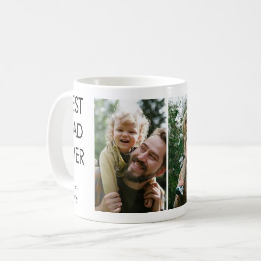 最高のパパカスタムパーソナライズされた家族の写真 コーヒーマグカップ (正面左)