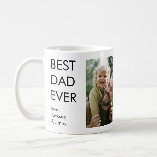 最高のパパカスタムパーソナライズされた家族の写真 コーヒーマグカップ (左)