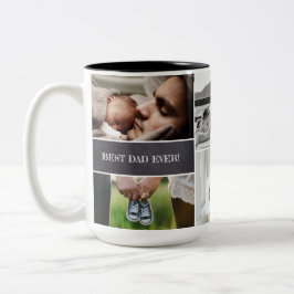 最高のパパカスタムフォトコラージュダディ ツートーンマグカップ