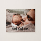 最高のパパカスタム写真モダン黒文字 ジグソーパズル (横)