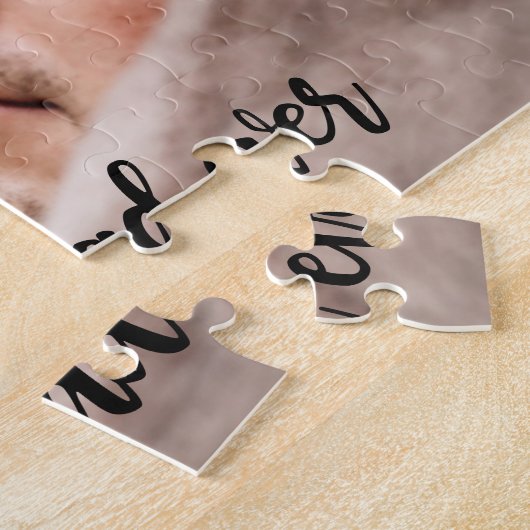 最高のパパカスタム写真モダン黒文字 ジグソーパズル (側面)