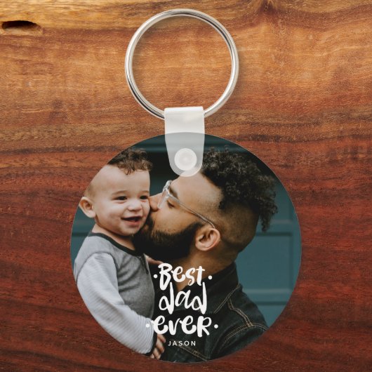 最高のパパカスタム写真父の日のギフト名 キーホルダー (正面)