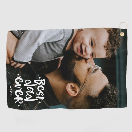 最高のパパカスタム写真父の日のギフト名 ゴルフタオル (横)