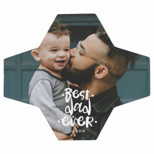 最高のパパカスタム写真父の日のギフト名 サッカーボール (フラット)