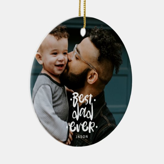 最高のパパカスタム写真父の日のギフト名 セラミックオーナメント (右)