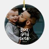最高のパパカスタム写真父の日のギフト名 セラミックオーナメント (裏面)