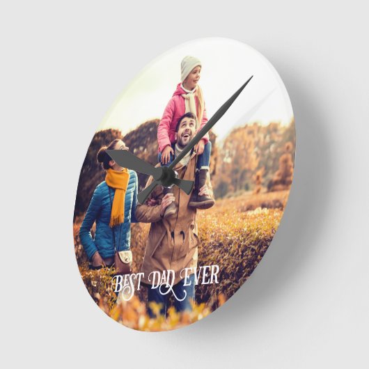 最高のパパカスタム写真父の日の贈り物 ラウンド壁時計 (傾斜)
