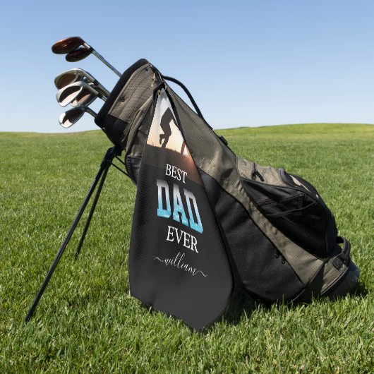 最高のパパカスタム写真父の日 ゴルフタオル (グリーン)