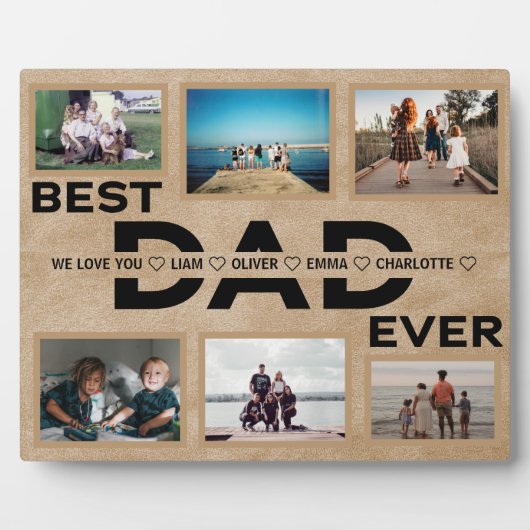 最高のパパカスタム家族コラージュ フォトプラーク (正面)