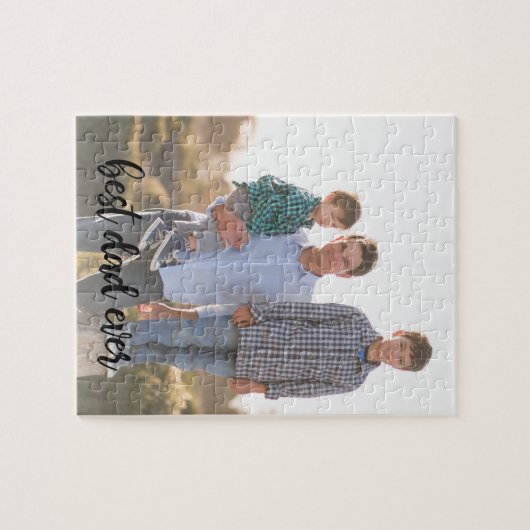 最高のパパカスタム縦写真黒文字 ジグソーパズル (横)