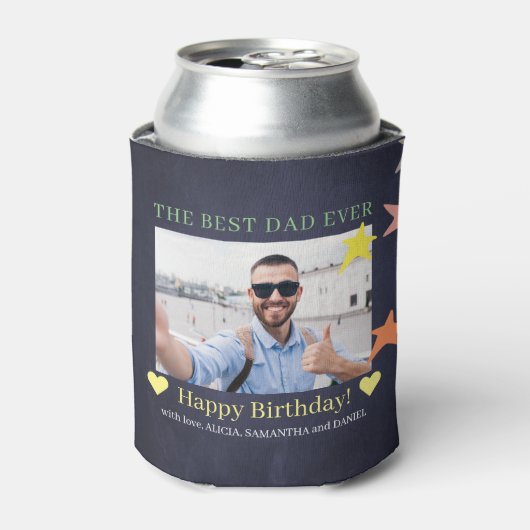 最高のパパカスタム誕生日モダン 缶クーラー (缶正面)