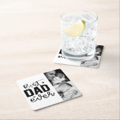 最高のパパカスタム2写真コラージュ スクエアペーパーコースター (インサイチュ)