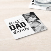 最高のパパカスタム2写真コラージュ スクエアペーパーコースター (アングル)