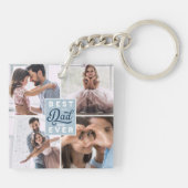 最高のパパカスタム4枚フォトファミリーコラージュ キーホルダー (裏面)