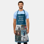 最高のパパカスタム6フォトコラージングブルー エプロン (着用した状態)