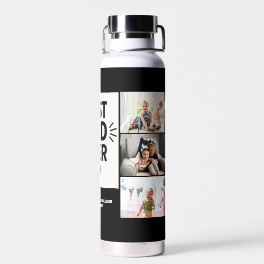 最高のパパカスタム6写真コラージュ ウォーターボトル (背面)