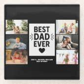 最高のパパカスタム6写真コラージュ ガラスコースター (正面)