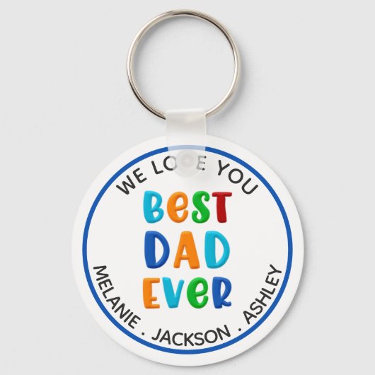 最高のパパカラフルタイポグラフィパーソナライズされた キーホルダー (正面)