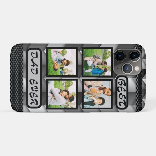 最高のパパグレーモダンファミリーフォトコラージュ Case-Mate iPhoneケース (裏面(横))