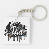 最高のパパサッカーの父と息子グラフティキーチェーン キーホルダー (裏面)