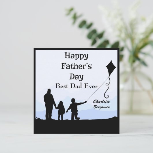 最高のパパシルエット名カイト父のデイカード 招待状 (スタンド正面)