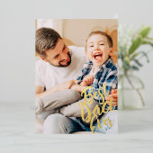 最高のパパシンプルモダン写真カスタム 箔シーズンカード (立ち正面)