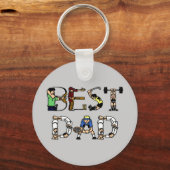 最高のパパスポーツおもしろい文字 キーホルダー (正面)