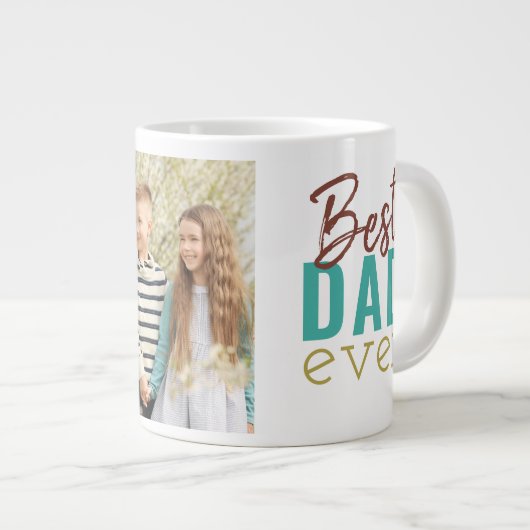 最高のパパタイポグラフィとカスタム写真 ジャンボコーヒーマグカップ (正面右)