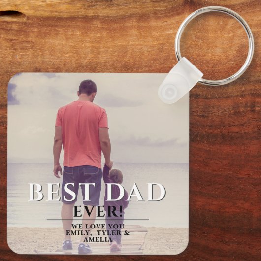 最高のパパタイポグラフィの父の丸1日写真 キーホルダー (裏面)