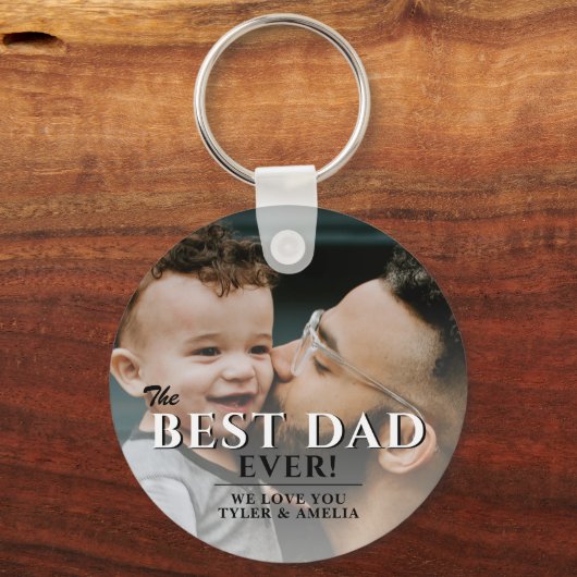 最高のパパタイポグラフィの父の日の写真 キーホルダー (正面)