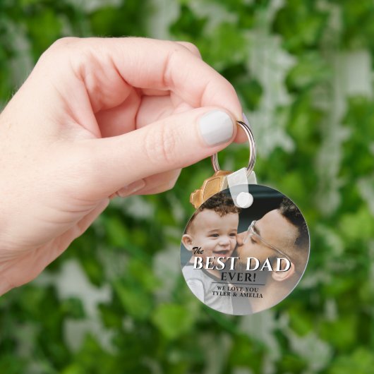 最高のパパタイポグラフィの父の日の写真 キーホルダー (手)