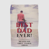 最高のパパタイポグラフィフルフォトファーザーズデイ ゴルフタオル (正面)