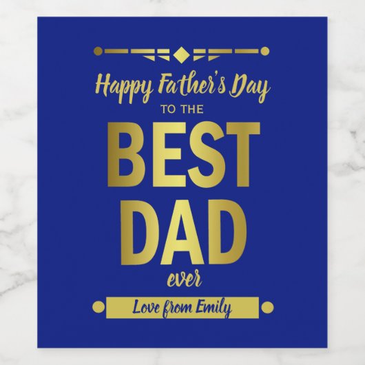 最高のパパタイポグラフィ金ゴールド父の日 ワインラベル (シングルラベル)