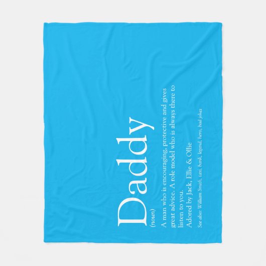 最高のパパダディ父親の定義おもしろいスカイブルー フリースブランケット (正面)