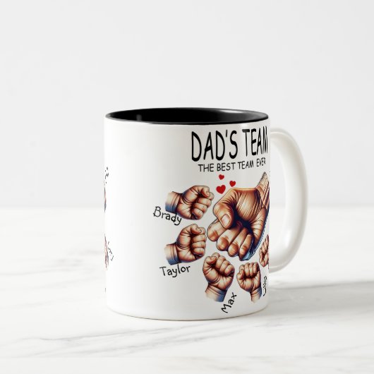 最高のパパチームの名前をカスタムするセラミック ツートーンマグカップ (正面右)