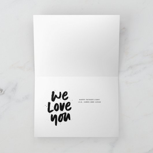 最高のパパトレンディー2枚フォトブラック父の日 カード (内部)