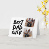 最高のパパトレンディー2枚フォトブラック父の日 カード (黄色い花)