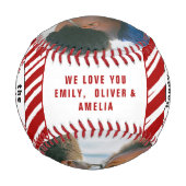 最高のパパハッピーファーザーの日レッドストライプ2 Photo 野球ボール (裏面)