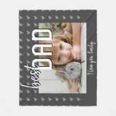 最高のパパハートパターン灰色フォトファーザーの日 フリースブランケット (正面)