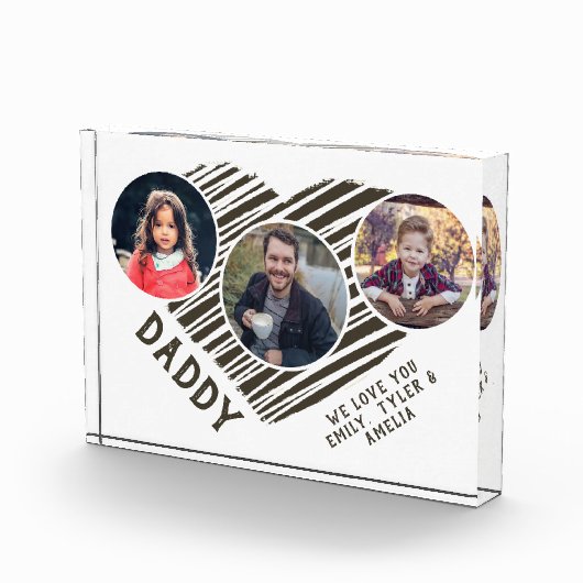 最高のパパハート父の日3写真コラージュ フォトブロック (右)