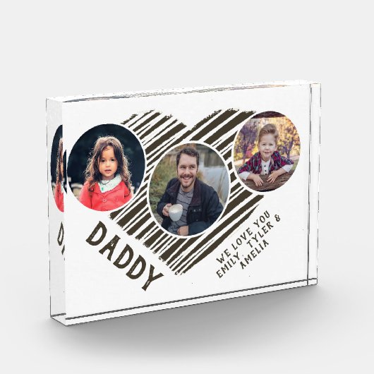 最高のパパハート父の日3写真コラージュ フォトブロック (左)