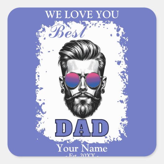 最高のパパバイセクシュアル国旗の色の父の日の贈り物 スクエアシール (正面)