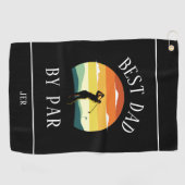 最高のパパバイパーゴルファーのシルエット白黒 ゴルフタオル (横)