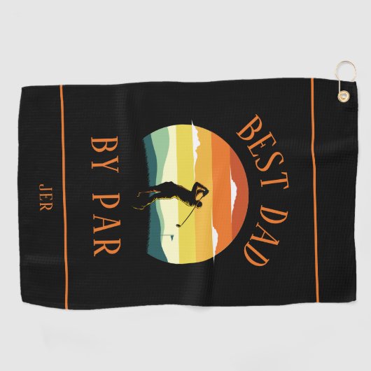 最高のパパバイパーゴルファーモダンシルエットブラックおもしろい ゴルフタオル (横)
